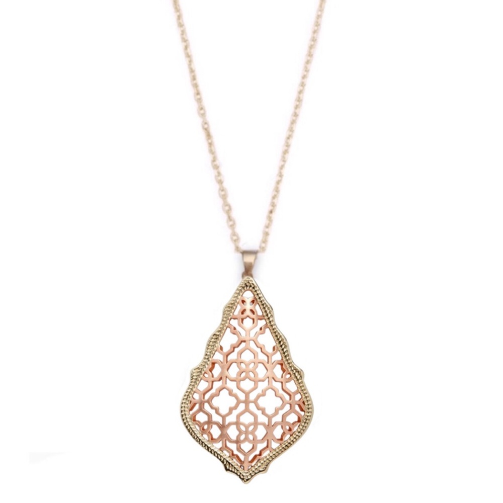 Kendra Scott Aiden Gold & Rose Gold Filigree Pendant Necklace
